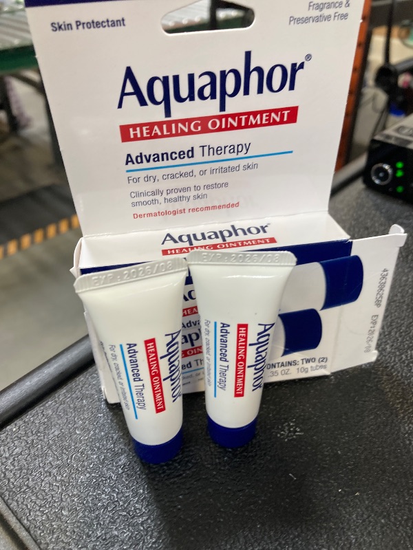 Photo 1 of Aquaphor Healing Ointment Advanced Therapy Skin Protectant, Dry Skin Body Moisturizer, 0.35 Oz Tube, Pack of 2