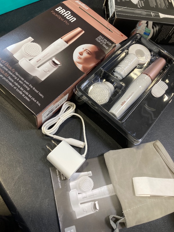 Photo 1 of Braun Face Epilator Facespa Pro 911, Facial Hair Removal for Women, Hair Removal Device, 3-in-1 Epilating, Cleansing Brush and Skin Toning with 3 extras