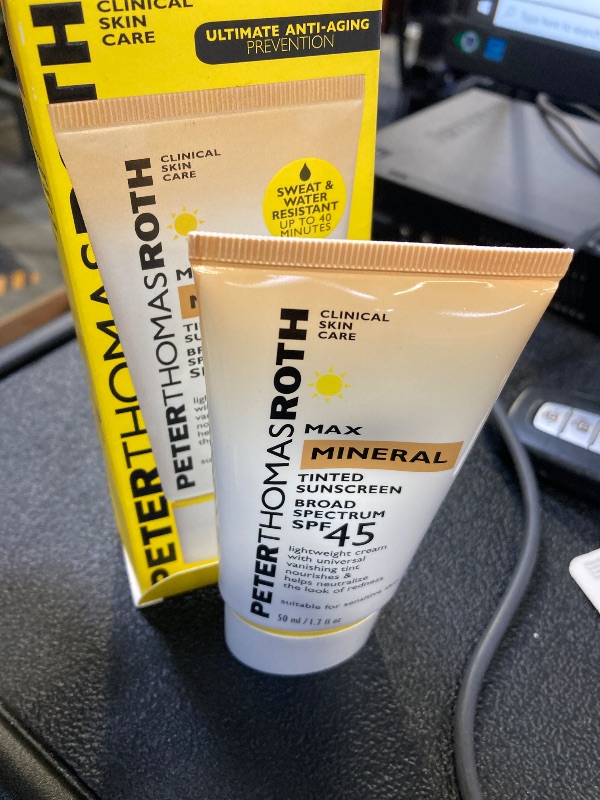 Photo 1 of Peter Thomas Roth | Max Mineral Tinted Sunscreen Broad Spectrum SPF 45 | Tinted Moisturizer with SPF, Water-Resistant Mineral Sunscreen For Sensitive Skin, 1.7 Fl Oz. (Pack of 1)
