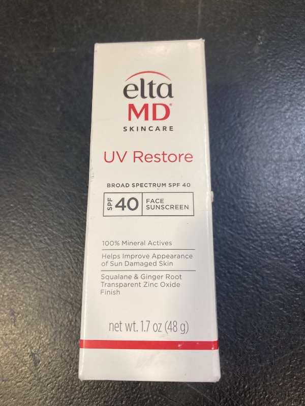 Photo 1 of EltaMD UV Restore Face Sunscreen, SPF 40, Mineral Sunscreen for Sun Damaged Skin Repair, Anti-Aging Zinc Oxide Moisturizer Formula for Face, 1.7 oz