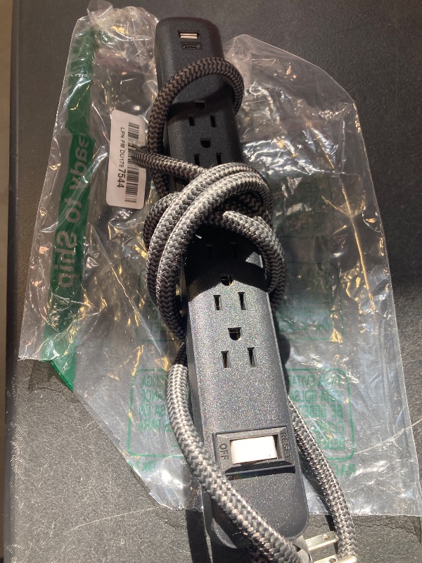Photo 1 of 2 Pack Power Strip Surge Protector - 5 Widely Spaced Outlets 3 USB Charging Ports, 1875W/15A with 6Ft Braided Extension Cord, Flat Plug, Overload Surge Protection, Wall Mount for Home Office