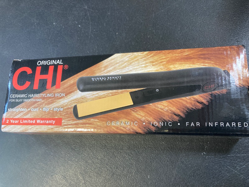 Photo 1 of CHI Original Ceramic Flat Iron, Hair Straightener For A Smooth Finish, Floating Plates, Quick Heat Up, Analog On/Off Switch, 1" Styling Tool, Black