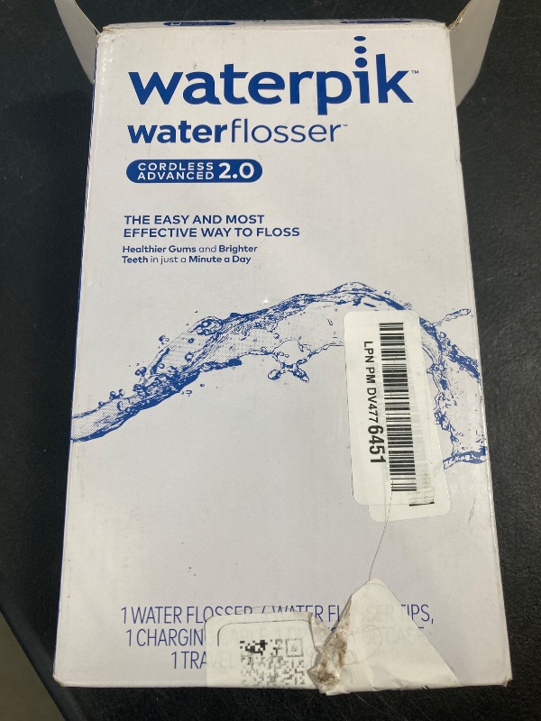 Photo 1 of Waterpik Cordless Advanced 2.0 Water Flosser For Teeth, Gums, Braces, Dental Care With Travel Bag and 4 Tips, ADA Accepted, Rechargeable, Portable, and Waterproof, White WP-580, Packaging May Vary