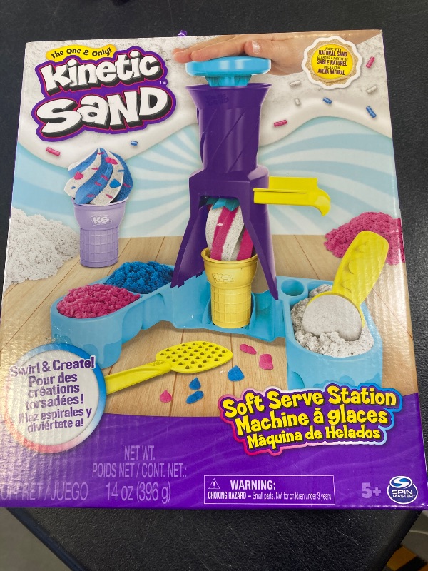 Photo 1 of Kinetic Sand, Soft Serve Station with 14oz Play Sand (Blue, Pink & White), 2 Ice Cream Cones & 2 Tools, Sensory Toys for Kids Ages 5 and up