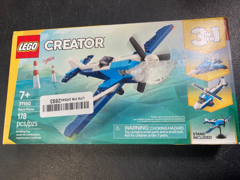 Photo 1 of LEGO Creator 3 in 1 Aircraft Race Plane Toy - Building Toy with 3 Building Options, Airplane, Fighter Jet, or Helicopter - Gift Idea for Kids, Boys and Girls, Ages 7+ - 31160
