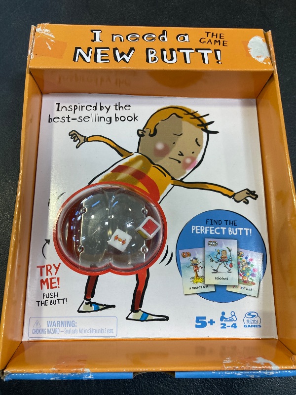 Photo 1 of I Need a New Butt! The Game, Based on the Book with Butt Popper and Butt Cheek Tiles Fun Game for Family Game Night, For Kids Ages 5 and up