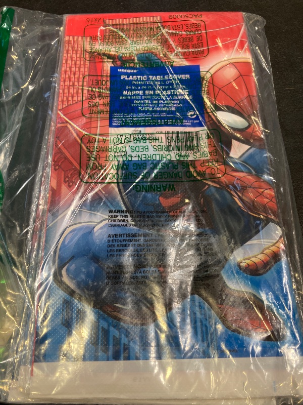 Photo 1 of Spiderman Tablecloth (54" x 84") 1 Count - Red and Blue Disposable Rectangular Plastic Tableware - Spider Man Plastic Table Cover - Perfect For Birthday Celebrations and Party Decorations