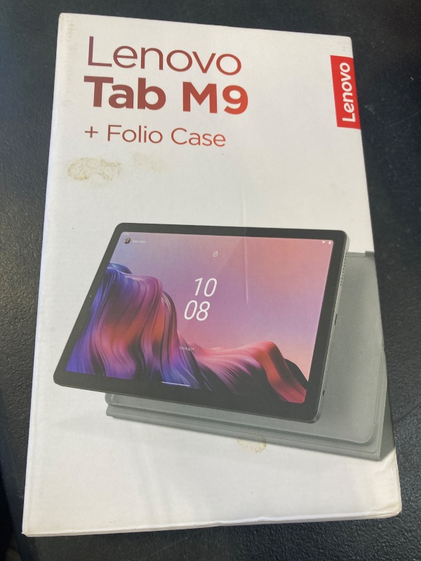 Photo 1 of Lenovo Tab M9-2023 - Tablet - Long Battery Life - 9" HD - Front 2MP & Rear 8MP Camera - 3GB Memory - 32GB Storage - Android 12 or Later - Folio Case Included, Gray