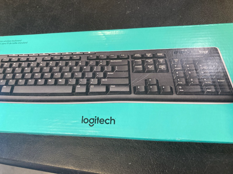 Photo 1 of Logitech K270 Wireless Keyboard for Windows, 2.4 GHz Wireless, Full-Size, Number Pad, 8 Multimedia Keys, 2-Year Battery Life, Compatible with PC, Laptop, Black