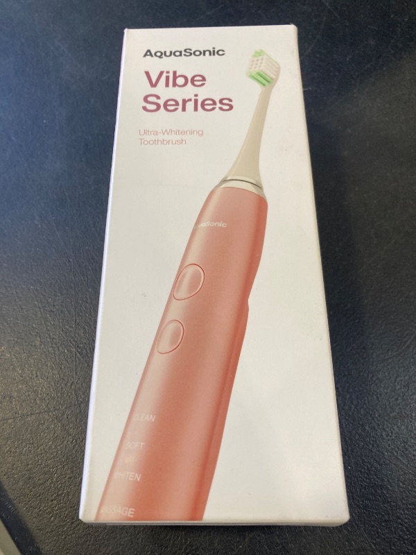 Photo 1 of Aquasonic Vibe Series Ultra-Whitening Toothbrush – ADA Accepted Electric Toothbrush - 8 Brush Heads & Travel Case – 40,000 VPM Motor & Wireless Charging - 4 Modes w Smart Timer – Satin Rose Gold