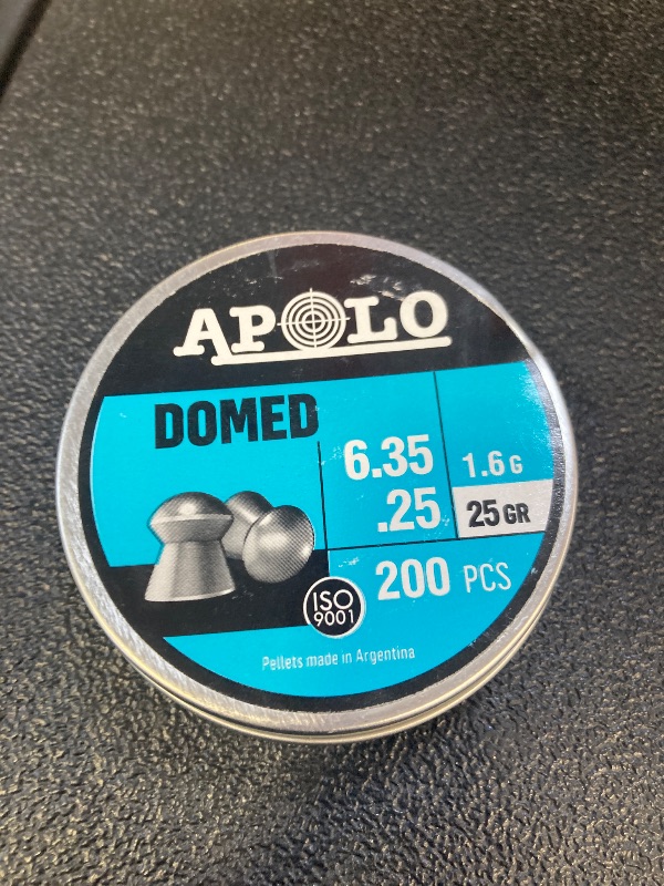 Photo 1 of Apolo Domed Airgun Pellets, 6.35mm, 25 Caliber, 25 Grains, E13501,Silver