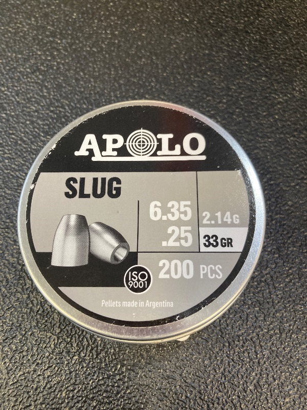 Photo 1 of Apolo Slug Airgun Pellets, 6.35mm, 25 Caliber, 33 Grains, E19303 Silver