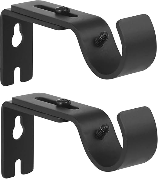 Photo 1 of Heavy Duty Adjustable Curtain Rod Brackets Holders - 1 Inch Rod, Black Color, (Set of 2)
