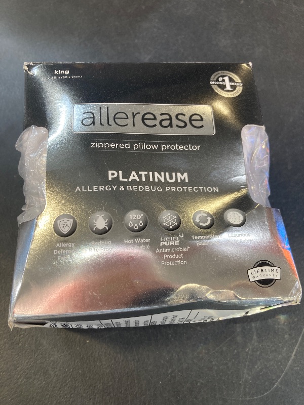 Photo 1 of AllerEase Platinum Allergy Defense Particles Proof Temperatur Balancing Luxurious Plush Fabric Machine Washable Bedbug Bite Proof Durable Zippered Pillow Protector, King Size, White