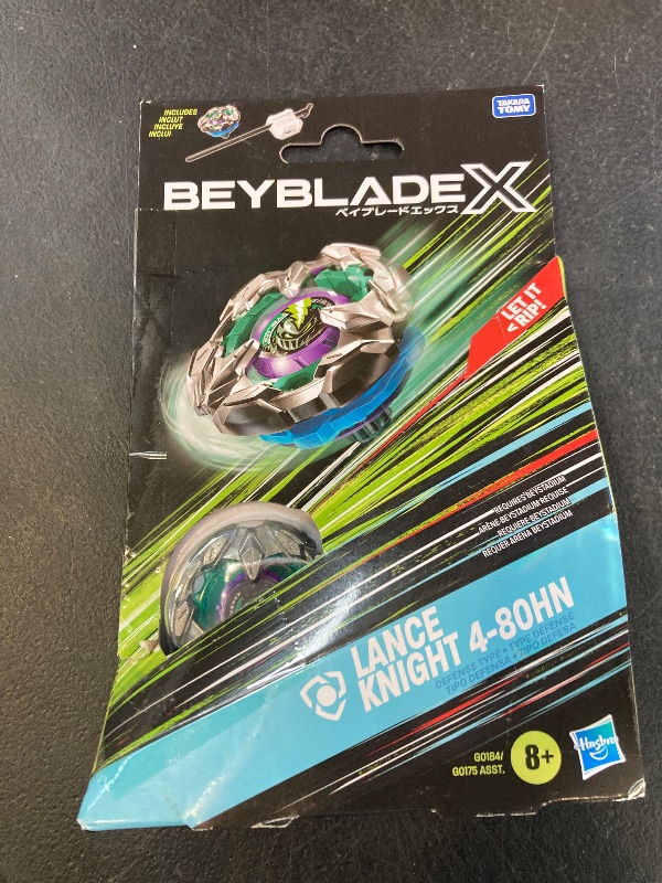 Photo 1 of BEYBLADE X Lance Knight 4-80HN Starter Pack Set with Defense Type Right-Spinning Top and Launcher; Battling Top Toys for 8 Year Old Boys and Girls