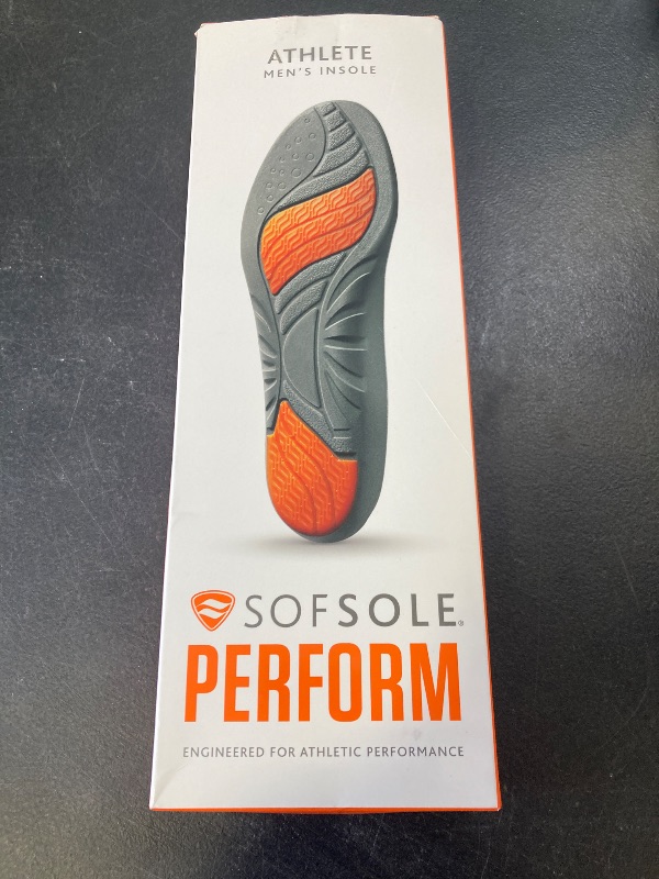 Photo 1 of SOFSOLE ATHLETE Performance Men's Insoles - PU Foam & Gel Inserts - Heel-to-Toe Cushioning, Support, & Moisture Control, - Lightweight Comfort & Stability - Ideal for Runners, Walkers, Athletes - size 11 - 12.5 