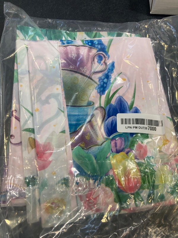 Photo 1 of INSPIREYEE 4 Pack Tea Party Decoration Floral Tea Tablecloth Floral Birthday Supplies 86” x 51” Rectangle Plastic Spring Disposable Flower Party Table Cover Baby Shower Birthday Decorations