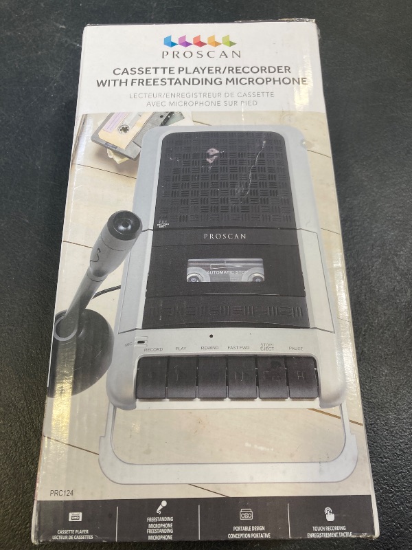 Photo 1 of PROSCAN Cassette Player & Recorder with Microphone, Headphone Jack, Aux in, Black