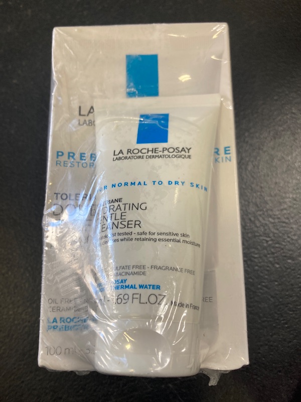 Photo 1 of La Roche Posay Toleraine Skin Care Set, Double Repair Face Moisturizer 100ml & Hydrating Gentle Cleanser 50ml, Oil Free Moisturizer & Face Wash