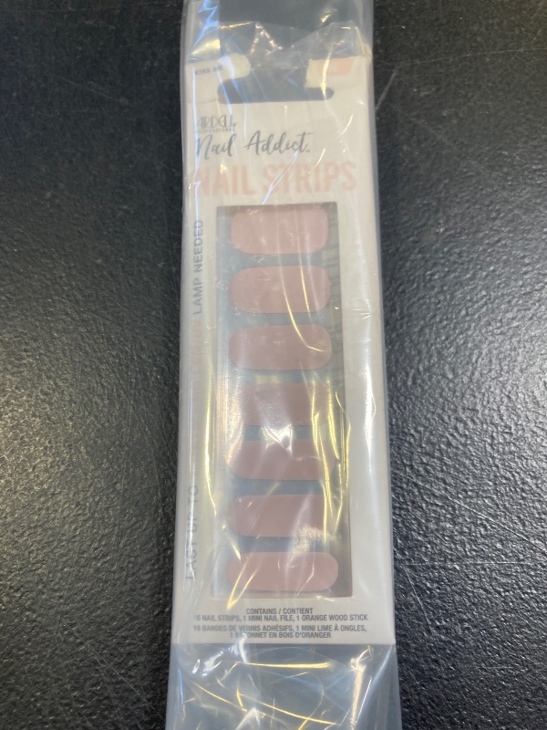 Photo 1 of Ardell Nail Addict Nail Strips, Kiss Me Quick Nail Wraps, No LED Lamp Needed, Long-Lasting Gel Nail Stickers, 16 Strips with Mini Nail File & Wood Stick