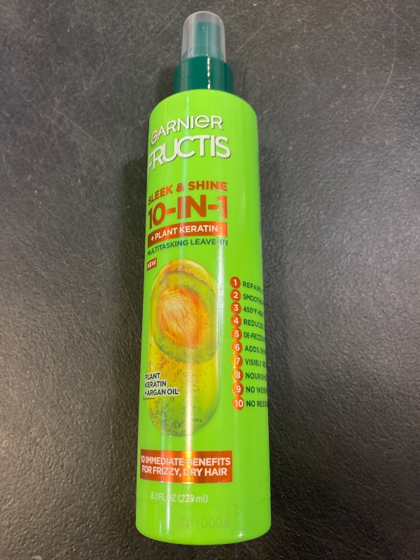 Photo 1 of Garnier Fructis Sleek & Shine 10-in-1 for Frizzy, Dry Hair, Plant Keratin, 8.1 Fl Oz, 1 Count (Packaging May Vary)