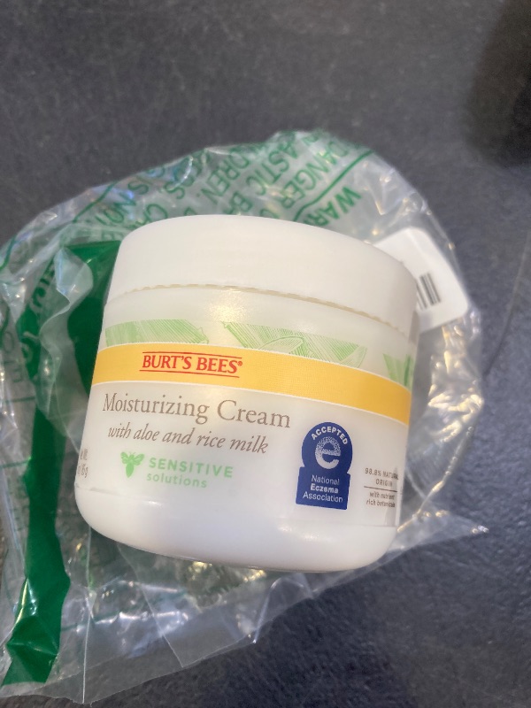 Photo 1 of Burt's Bees Sensitive Moisturizing Cream, With Aloe Vera and Rice Milk, Face Moisturizer for Sensitive Skin, 98.8 Percent Natural Origin Skin Care, 3 oz. Package