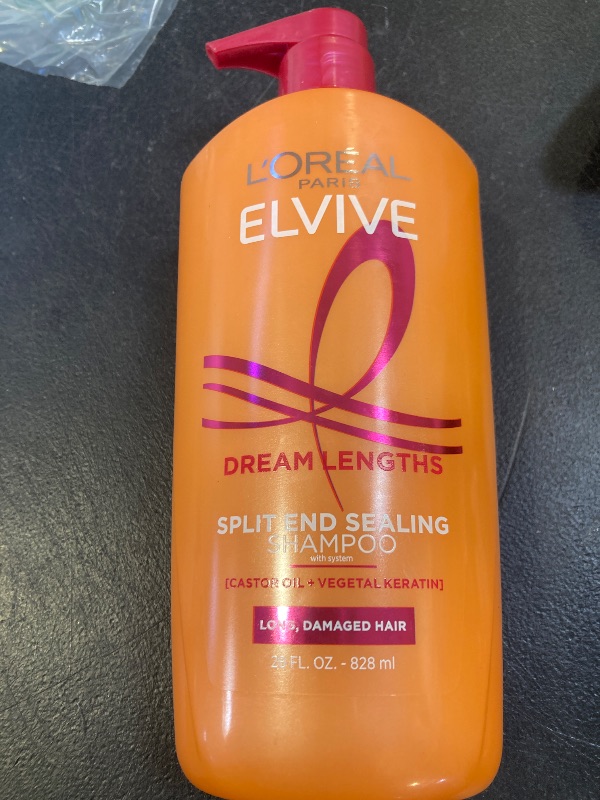 Photo 1 of L'Oreal Paris Elvive Dream Lengths Restoring Shampoo With Fine Castor Oil and Vitamins B3 and B5 for Long, Damaged Hair, Visibly Repairs Damage Without Weighdown With System, 28 Fl Ounce
