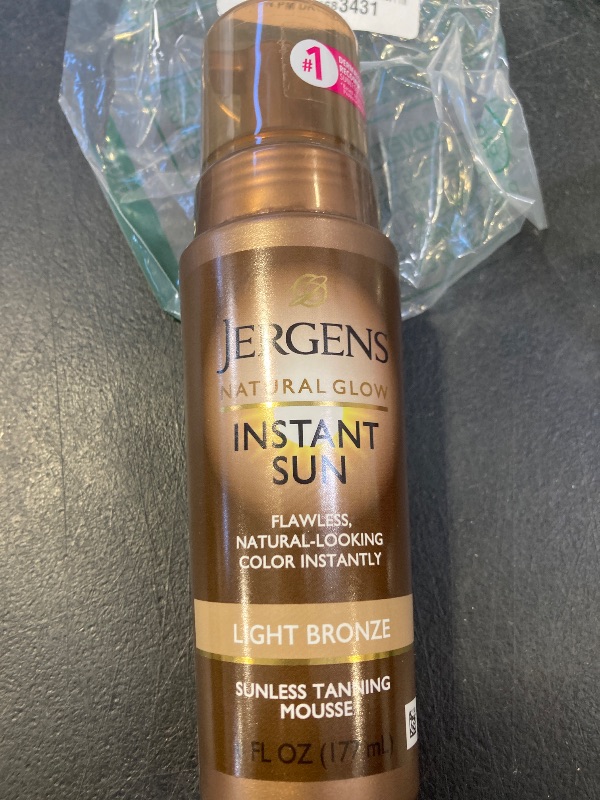 Photo 1 of Jergens Natural Glow Instant Sun Body Mousse, Self Tanner for Light Bronze Tan, Sunless Tanning Body Bronzer for Natural Looking Color Instantly, 6 Oz