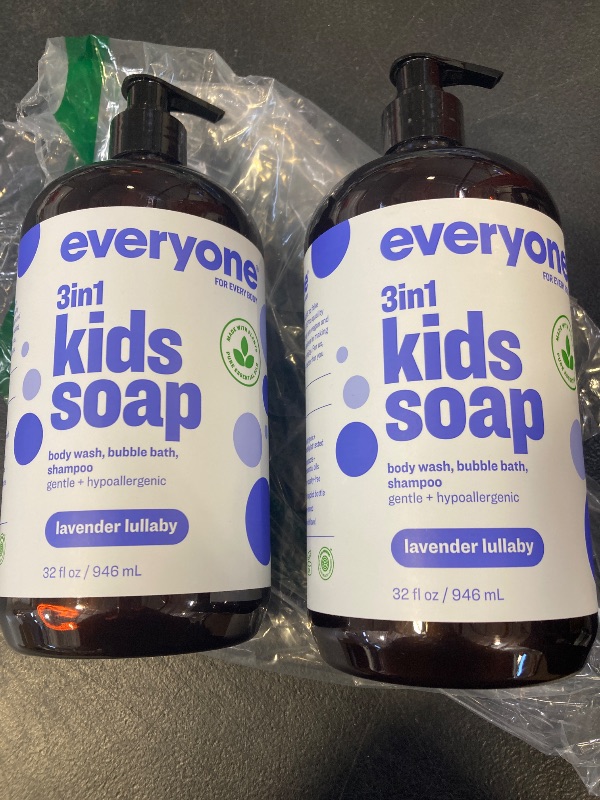 Photo 1 of Everyone 3-in-1 Kids Soap, Body Wash, Bubble Bath, Shampoo, 32 Ounce (Pack of 2), Lavender Lullaby, Coconut Cleanser with Plant Extracts and Pure Essential Oils