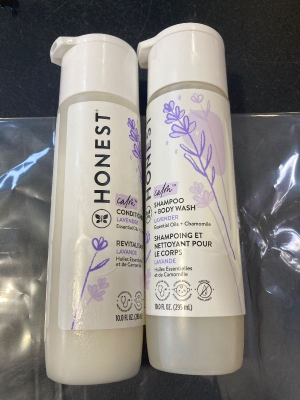 Photo 1 of The Honest Company Silicone-Free Conditioner & 2-in-1 Cleansing Shampoo + Body Wash Duo | Gentle for Baby | Naturally Derived | Lavender Calm, 20 fl oz