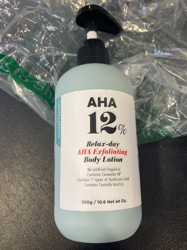 Photo 1 of AHA 12% Body Lotion, Korean Body Cream, Exfoliating & Rejuvenating Formula with 12% Glycolic Acid and Hyaluronic Acid. Unscented, Paraben Free. 10.6 Oz