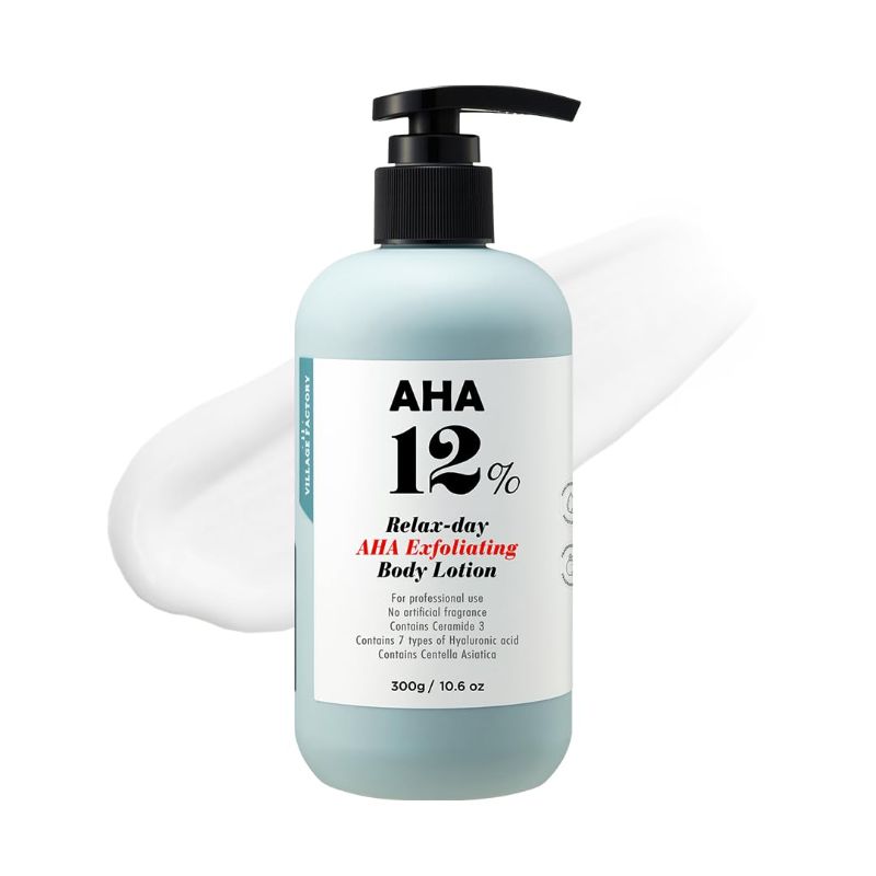 Photo 1 of AHA 12% Body Lotion, Korean Body Cream, Exfoliating & Rejuvenating Formula with 12% Glycolic Acid and Hyaluronic Acid. Unscented, Paraben Free. 10.6 Oz