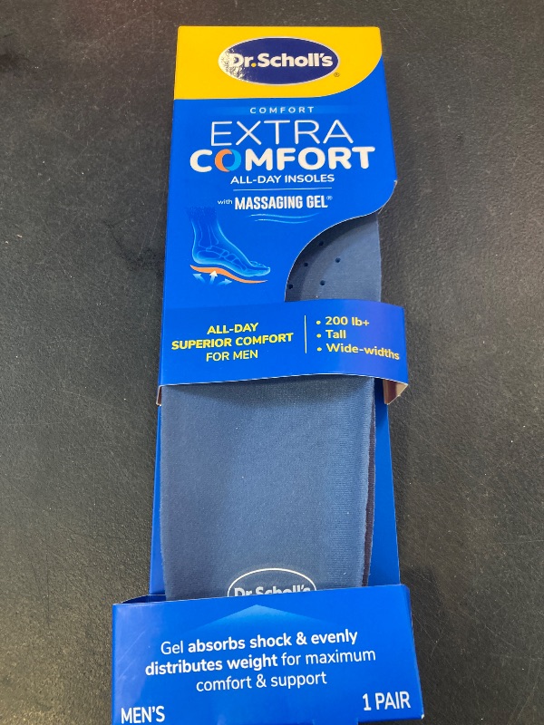 Photo 1 of Dr. Scholl’s Extra Comfort Support Insoles Men, Size 8-14, 1 Pair: All-Day Comfort Shoe Inserts with Massaging Gel for Big & Tall Men, 200lbs+, Wide Feet - Arch Support Inserts for Men, Trim to Fit