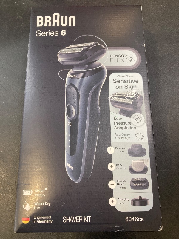 Photo 1 of Braun Series 6 6046cs Electric Razor for Men, Wet & Dry, Electric Razor, Rechargeable, Cordless Foil Shaver with Charging Stand, Travel Case and Precision Trimmer, Black