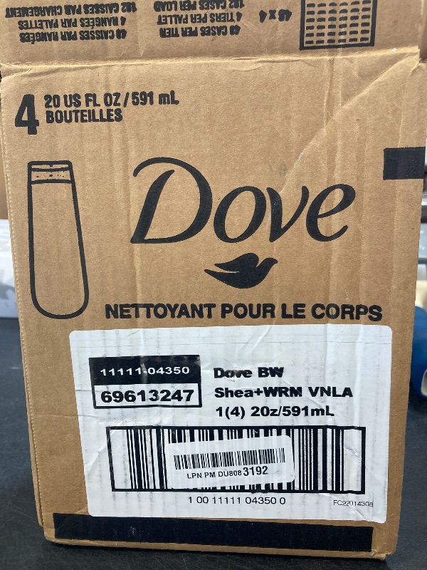 Photo 1 of Dove Body Wash 4 Count Pampering Shea Butter & Vanilla for Renewed, Healthy-Looking Skin Gentle Skin Cleanser with 24hr Renewing MicroMoisture 20 oz