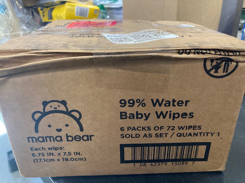Photo 1 of Amazon Brand - Mama Bear 99% Water Based Baby Wipes, Hypoallergenic for Sensitive Skin, Fragrance Free, 432 Count (6 Packs of 72)