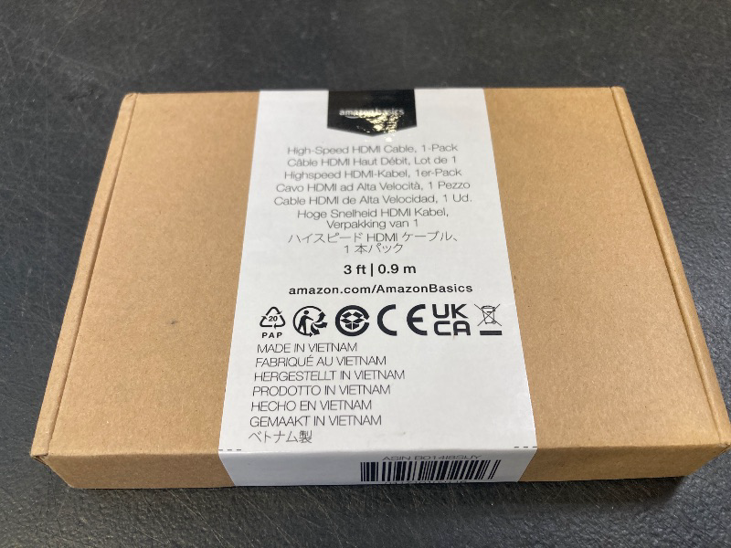 Photo 1 of Amazon Basics HDMI Cable, 3ft, 4K@60Hz, High-Speed 4K HDMI 2.0 Cord (18Gbps), 2160p, 48 bit, Compatible with TV/PS5/Xbox/Roku, Black