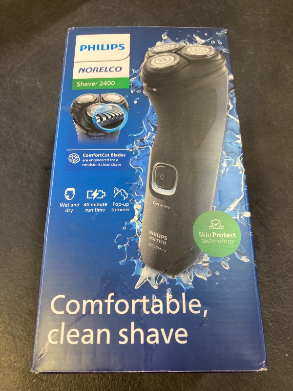 Photo 1 of Philips Norelco Shaver 2400 Series, Wet and Dry Electric Shaver, Pop-up Trimmer, P-Cap, Deep Black, Model X3001/90
