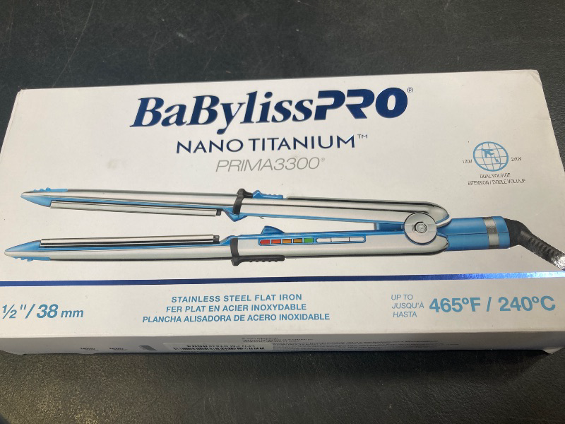 Photo 1 of BaBylissPRO Nano Titanium 1 1/2" Prima Stainless Steel Ionic Hair Straightener, Curl and Straighten Hair with one professional tool
