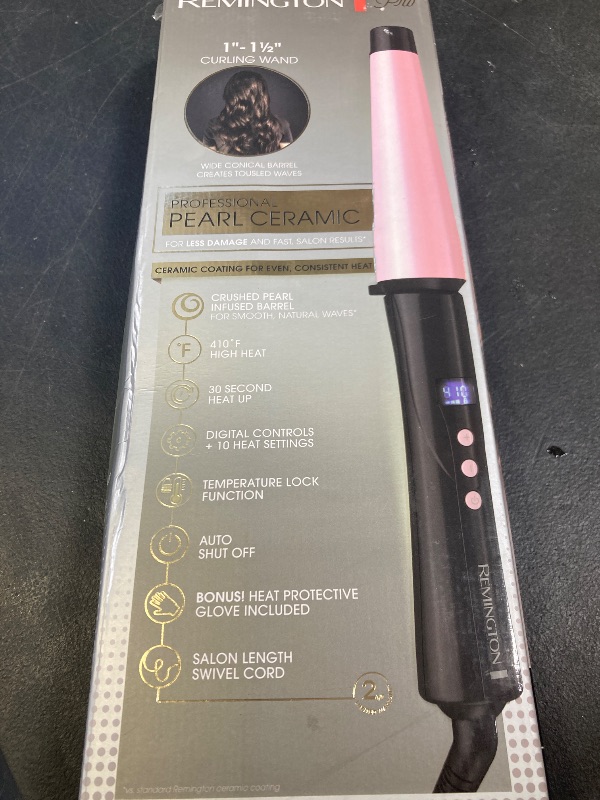 Photo 1 of Remington Products Studio Salon Collection Pearl Digital Ceramic Curling Wand, 11/2 Inch, Pink