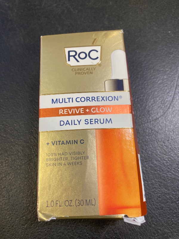 Photo 1 of RoC Multi Correxion Revive + Glow 10% Active Vitamin C Serum for Face, Daily Anti-Aging Wrinkle and Skin Tone Skin Care Treatment, Brightening Serum, 1 Fluid Ounce