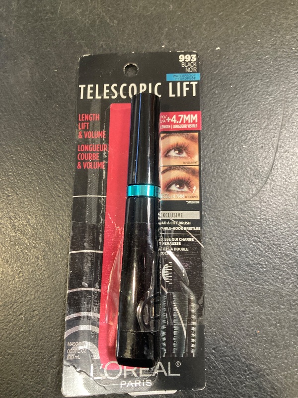 Photo 1 of L'Oreal Paris Telescopic Lift Mascara, Lengthening and Volumizing Eye Makeup, Lash Lift with Up to 36HR Wear, Waterproof, Black, 0.33 Fl Oz