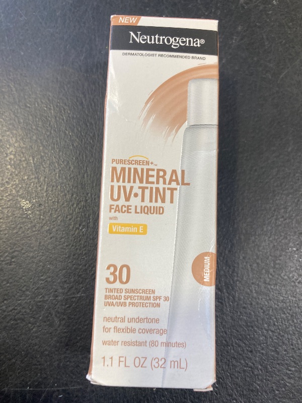 Photo 1 of Neutrogena Purescreen+ Tinted Sunscreen for Face with SPF 30, Broad Spectrum Mineral Sunscreen with Zinc Oxide and Vitamin E, Water Resistant, Fragrance Free, Medium, 1.1 fl oz