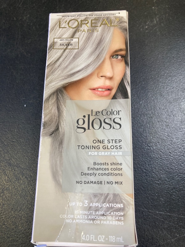 Photo 1 of L'Oreal Paris Le Color Gloss One Step In-Shower Toning Hair Gloss, Neutralizes Brass, Conditions & Boosts Shine, Silver, 4 Ounce
