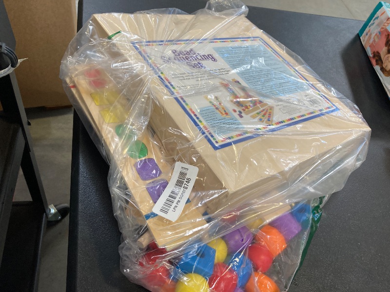 Photo 1 of Melissa & Doug Bead Sequencing Set With 46 Wooden Beads and 5 Double-Sided Pattern Boards - Color Recognition Toys, Matching Shapes Stacker, Shape Sorter Toys For Kids Ages 4+