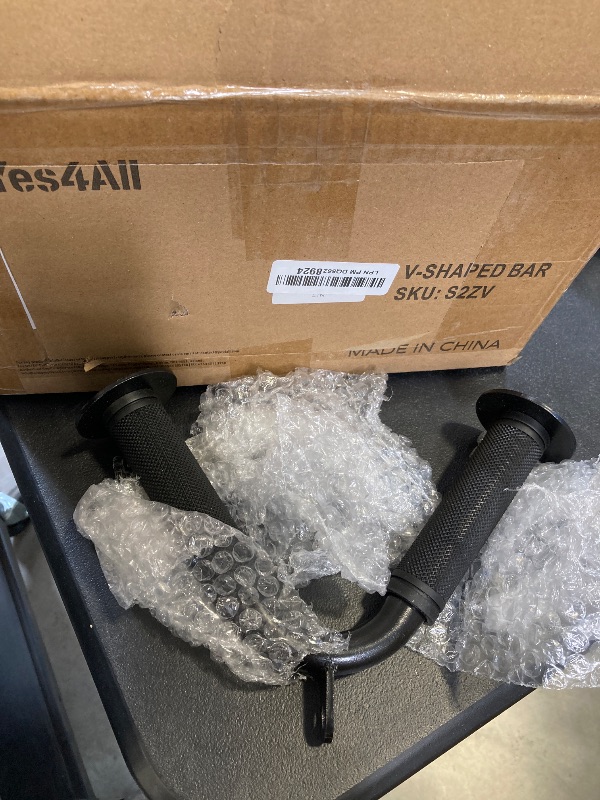 Photo 1 of Yes4All LAT Cable Attachment, Tricep Press Down Bar with Diamond Knurl Handle, Support up to 880 lbs (V Shaped Bar)
