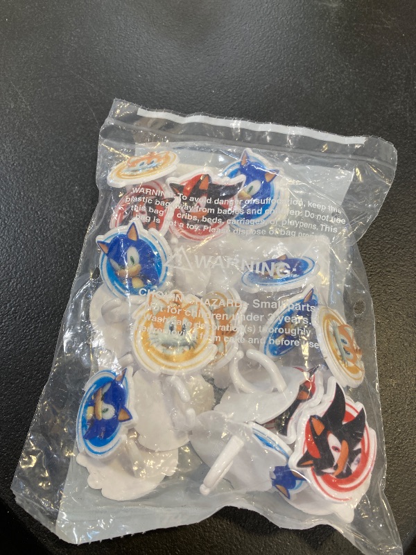 Photo 1 of DecoPac Sonic the Hedgehog Rings, Cupcake Decorations Featuring Sonic, Tails, and Shadow - 24 Pack