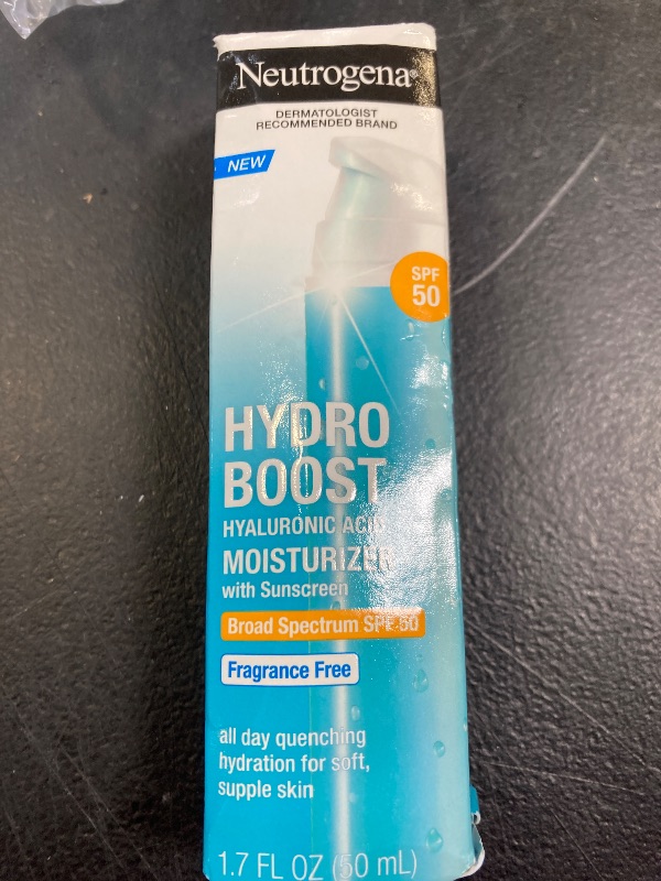 Photo 1 of Neutrogena Hydro Boost Hyaluronic Acid Face Moisturizer with Sunscreen, Broad Spectrum SPF 50, Fragrance Free Facial Moisturizer to Hydrate & Soothe Dry Skin, 1.7 fl. oz