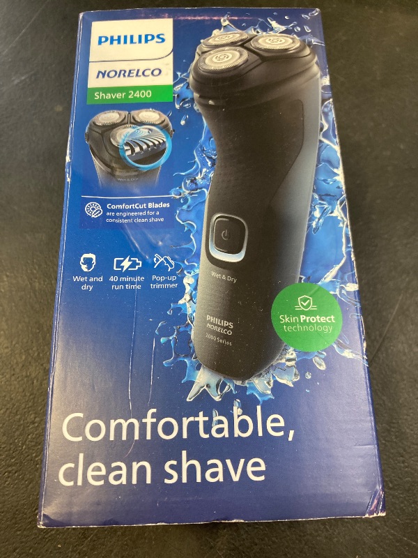 Photo 1 of Philips Norelco Shaver 2400 Series, Wet and Dry Electric Shaver, Pop-up Trimmer, P-Cap, Deep Black, Model X3001/90