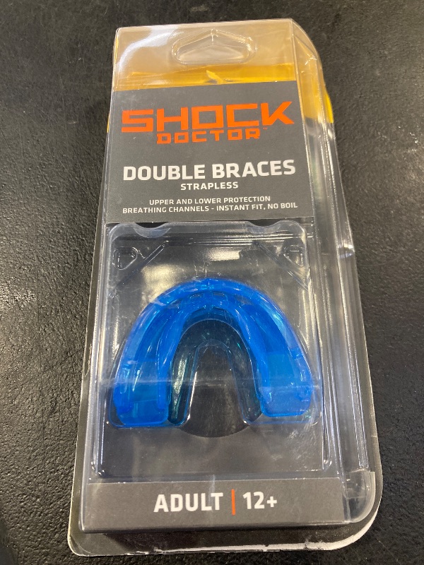 Photo 1 of Double Braces Strapless Mouth Guard, Blue, Adult